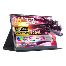 Monitor Portátil 16 2.5k 120hz Lcd Para Pc, Mac, Laptop, Ps