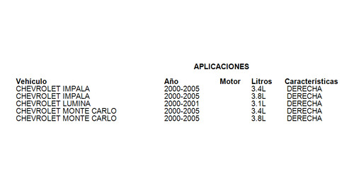 Espejo Lateral Derecha Chevrolet Lumina 2000-2001 3.1l Foto 4