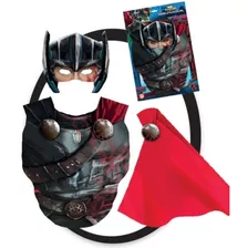 Fantasia Thor Infantil Kit Peitoral Máscara E Capa Ragnarok