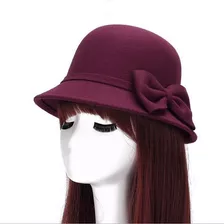 Sombrero Lana Fedora Vintage Para Mujer, Rojo Vino, Primaver