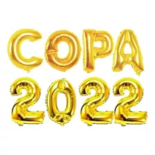 Kit Decoração Copa Balão Metalizado Letra Copa 2022 Dourado