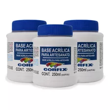 Kit 3x Base Acrílica Para Artesanato 250ml Corfix