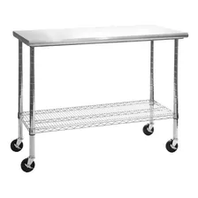 Mesa De Trabajo Con Ruedas Acero Cepillado Soporta 453kg Msi