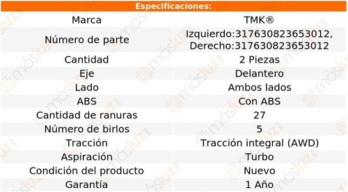 2- Mazas Delanteras Con Abs Impreza 4 Cil 2.5l 2007/2012 Tmk Foto 2