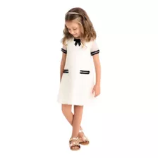 Vestido Infantil Milon Em Tela C/ Forro Algodão - Off White