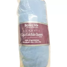 Capa De Colchão Cama Queen De Malha Sono Vip Com Zíper Azul