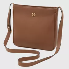 Bolsa Feminina Transversal Couro Legítimo Mariart Diamantina Cor Camel