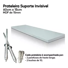 Prateleira Mdf Branco 60x15 Suporte Invisível Decoração