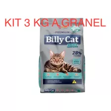 Kit 3 Kg Ração A Granel Billy Cat Premium Para Gato Castrado