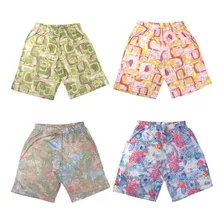 Kit 3 Bermudas Femininas Senhora Malha Estampado Cós Alto