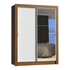 Guarda-roupa Madesa Dallas Plus 2 Portas Correr Espelho Cor Rustic/branco