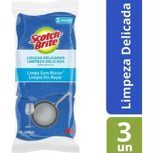 Esponja Cozinha Azul Não Risca Scotch Brite Com 3 Unidades