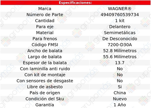 Balatas Semimetalicas Del Wagner Rallye L4 1.9l 68 A 70 Foto 2