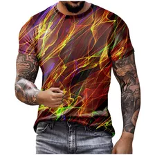 R Hombre Camisa Impresión Digital 3d Manga Corta Deportiva S