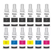 Kit 12 Refil Tinta Para Uso Epson 664 L455 L495 L380 Cmyk