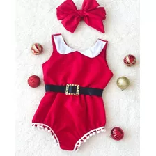 Romper Mamãe Noel Baby Bebê Body De Natal Mesversário Foto