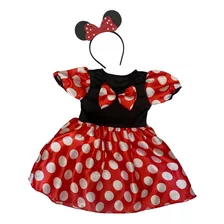 Fantasia Roupa Infantil Vestido Minnie C/ Tiara Envio Já !!