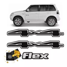 Kit Adesivos Emblema Pajero Tr4 4x4 Flex 2014/2016 Resinado