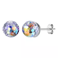 Aros Cristal Aurora Boreal 6mm Plata Fina 925 