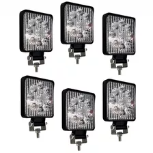 Kit 6 Led Quadrado Auxiliar 27w Troller Caminhão Trator Moto