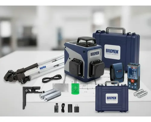 Kit Láser: Nivel Autonivelante 3 Líneas 360 Verde + Trípode 70-170 Cm + Medidor Distancia Bosch