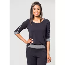 Blusa 3/4 Básica Preto | Pau A Pique Preto - Pp Pau A Pique