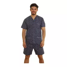 Pijama Hombre Manga Corta Bermuda 100% Algodon Verano