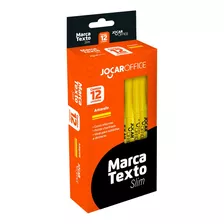 Caneta Marca Texto Amarela Slim Jocar Cx C/ 12 Unds