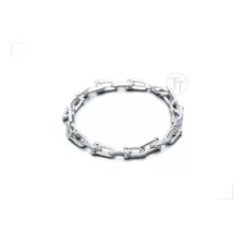 Pulsera Plata 1ra Ley 925 Cadena Con Botón Minimalista