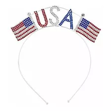 Diademas - Lux Accessories Silvertone American Flag Usa Red 