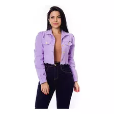 Jaqueta Colorida Curta Jeans Feminina Moda Gringa Barato