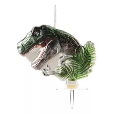 Vela De Aniversário Bolo Dinossauro Decoração Silver Festas 