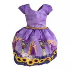 Vestido Rapunzel Enrolados Super Luxinho Pérolas 