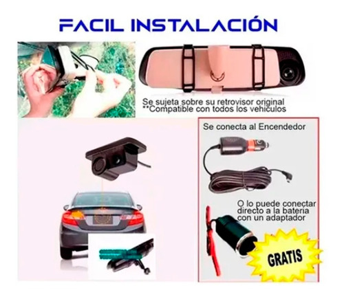 Espejo Retrovisor Dvr Pantalla 4.3, 2camaras, Logo Honda Foto 6