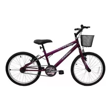 Bicicleta Infantil Aro 20 Feminina Star Girl Roxa Com Cesta