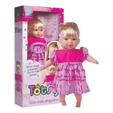 Boneca Totsy Fala 113 Frases 42cm C/ Chupeta Mamadeira Loira