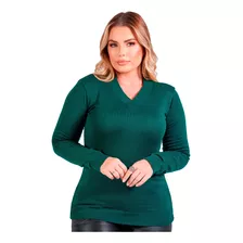 Blusa Cacharrel Feminina Lã Trico Tricot Decote V Atacado