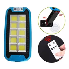 Foco Solar Led Sensor Movimiento Control Remoto Color Azul