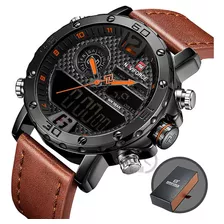 Relógio Masculino Naviforce Esportivo Militar Pulseira Couro