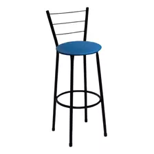 Banqueta Cadeira Média 60cm Para Cozinha Bar Balcão Fortmix Acabamento Da Estrutura Lacado Cor Azul
