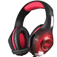 Auricular Gamer Pc Play Headset Microfono Sonido Hd Stereo Color Negro Luz Rojo