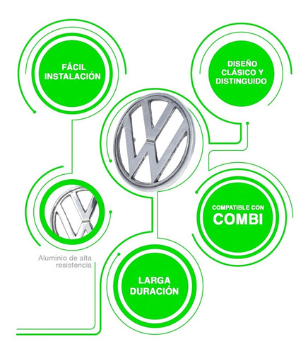 Emblema Logo Volkswagen Para Combi Chico Metal Cromado Foto 3