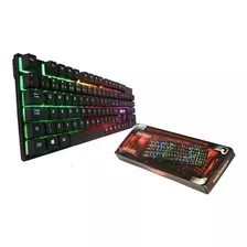 Teclado Gamer Pc Usb Retroiluminado Tricolor Gx50 Color Del Teclado Negro Idioma Español Latinoamérica