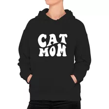 Poleron Estampado Cat Mom Gato Gatito Mama Frase Moda Mujer Madre