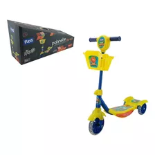 Patinete Infantil 3 Rodas Com Cesta Som E Luz Musical Cor Amarelo Floresta Divertida