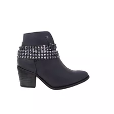 Botin Mujer Exs Cuero C/ Correas Brillantes