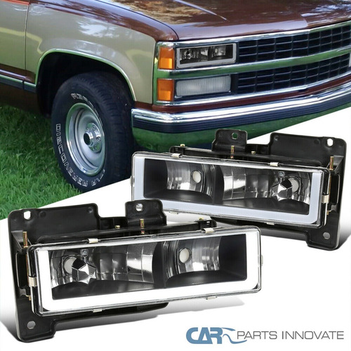 Par Faros Chevrolet C/k 1500/2500/ Gmc Sierra Negros 88-98   Foto 6