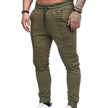 Pantalones Plisados Deportivos De Cintura Elástica Con Cordó