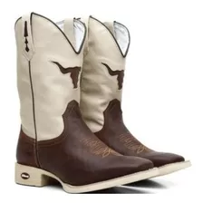 Bota Texana Masculina 7m Couro Solado Bege Ultimas Unidades