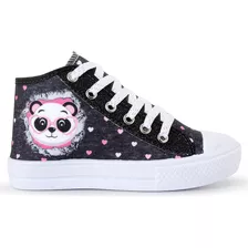 Tênis Infantil Panda Feminino Botinha Glitter Menina